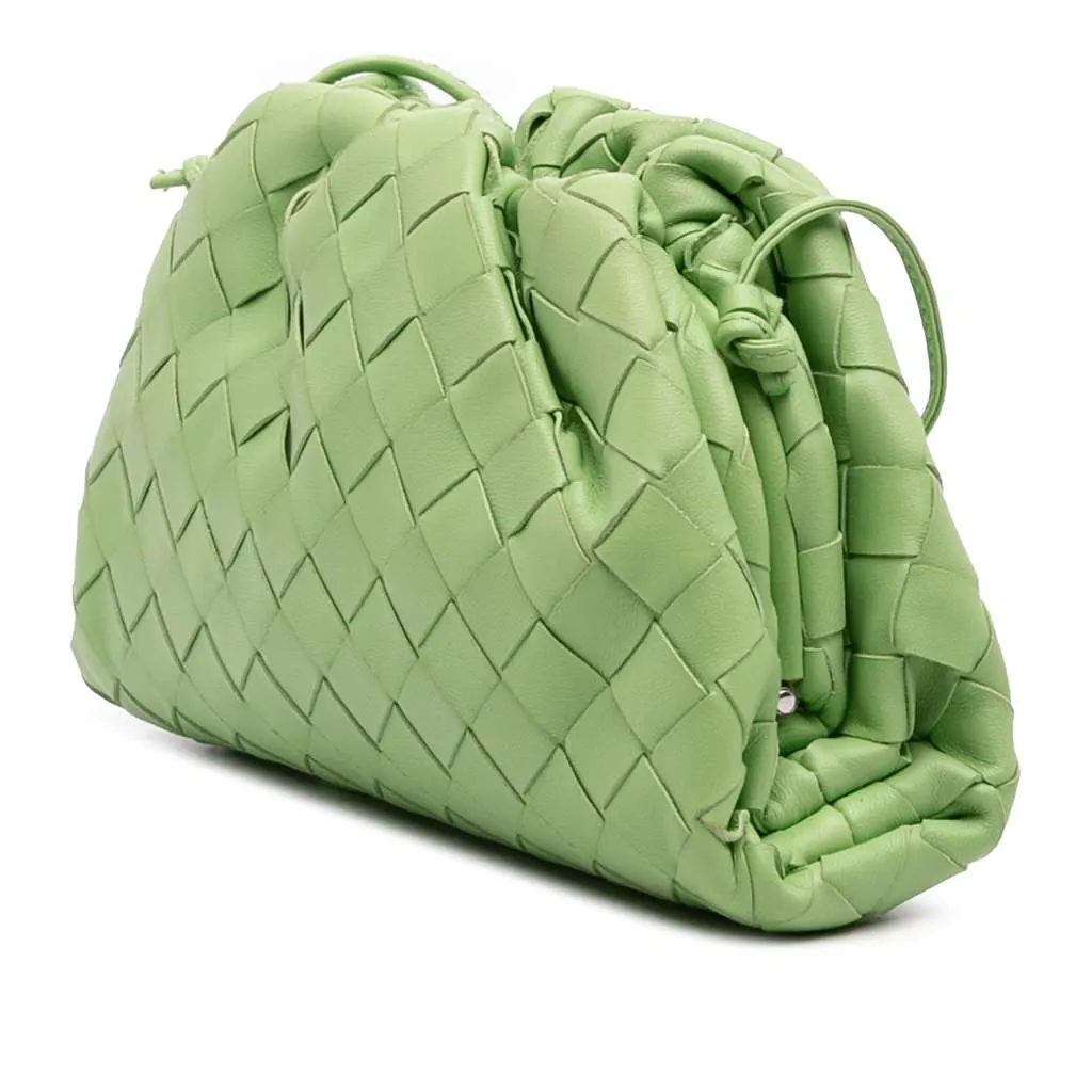 Bottega Veneta Nappa Intrecciato The Mini Pouch Crossbody Green Leather Good - Back View