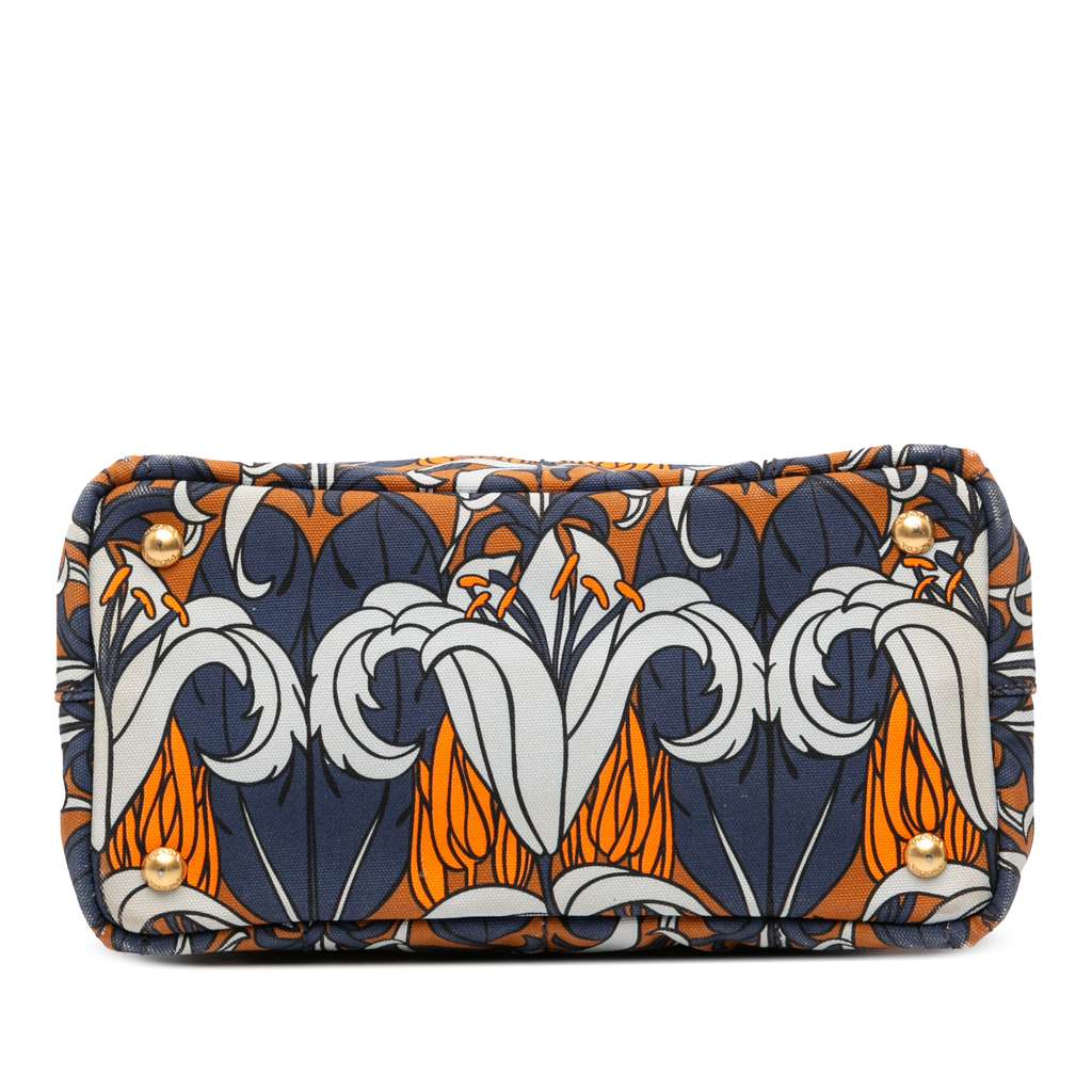 Prada Small Floral Printed Canvas Canapa Satchel - Image 6