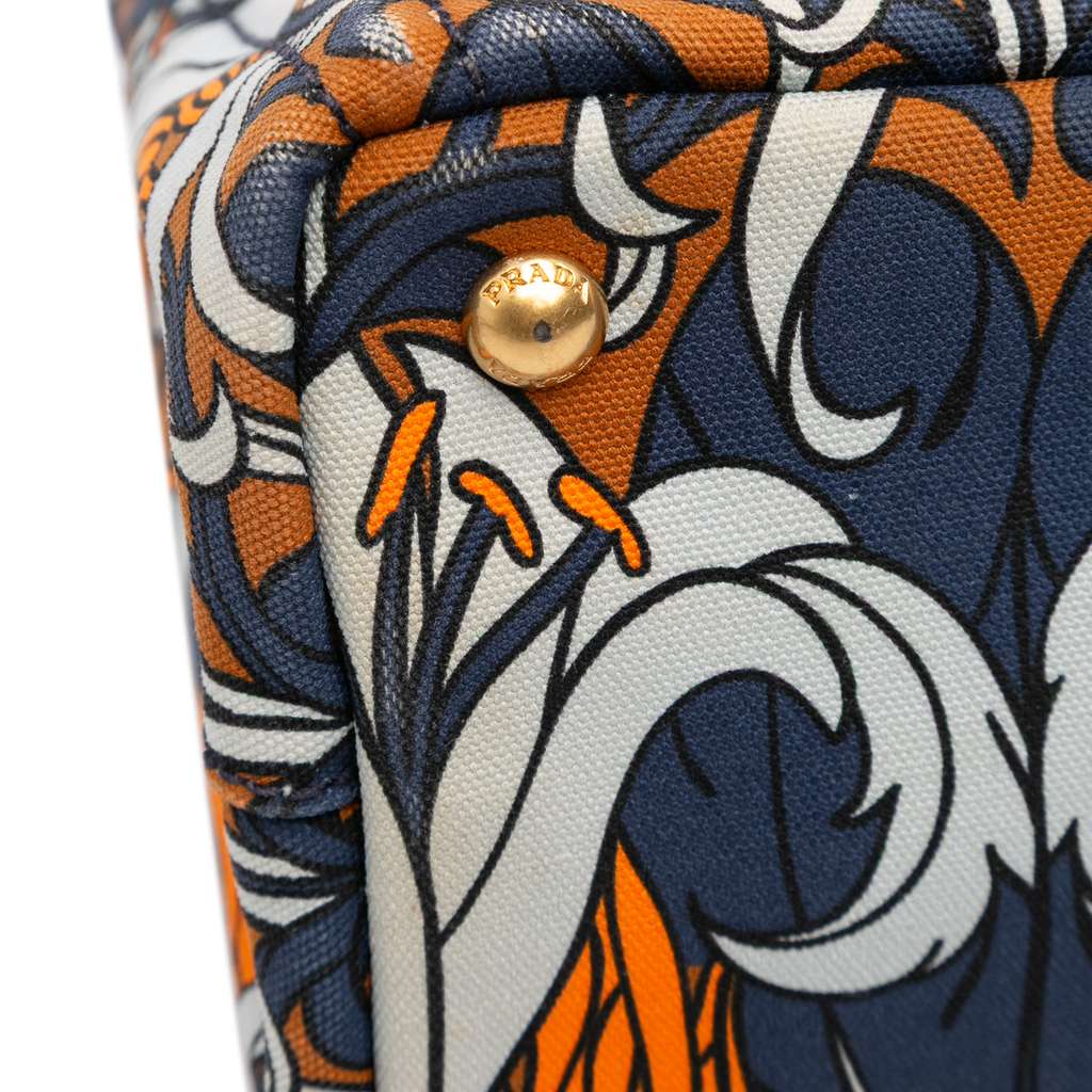 Prada Small Floral Printed Canvas Canapa Satchel - Image 10