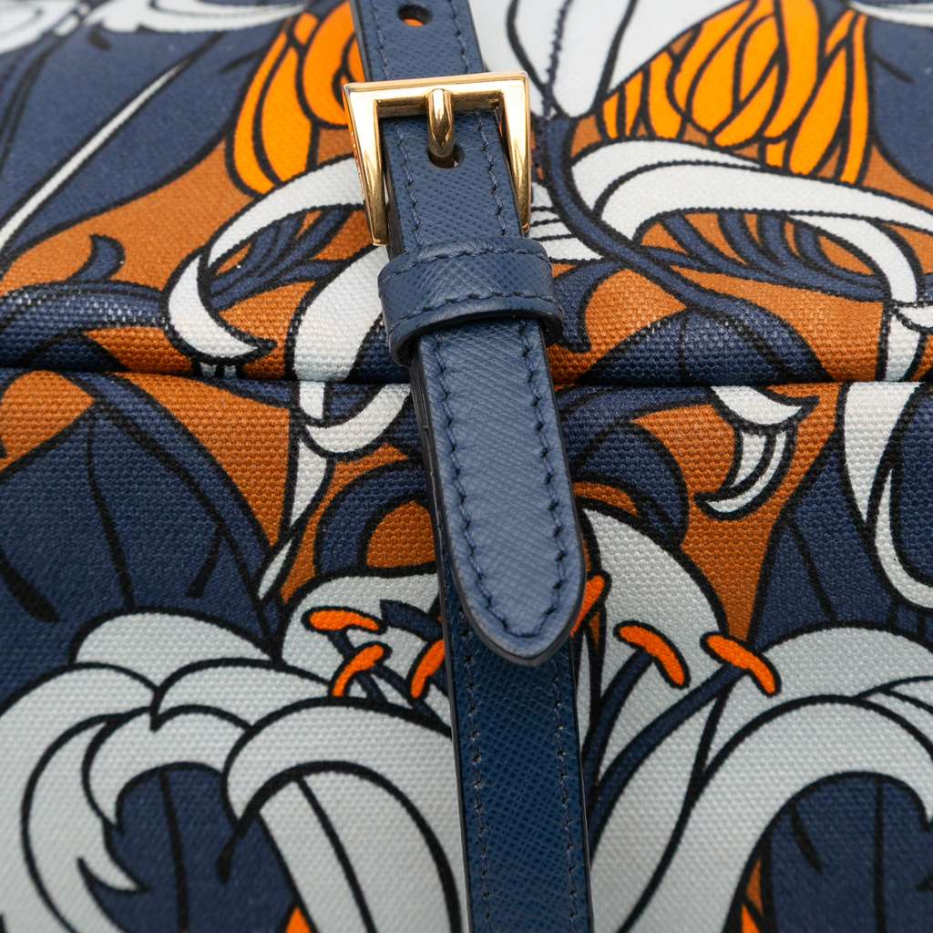 Prada Small Floral Printed Canvas Canapa Satchel - Image 11