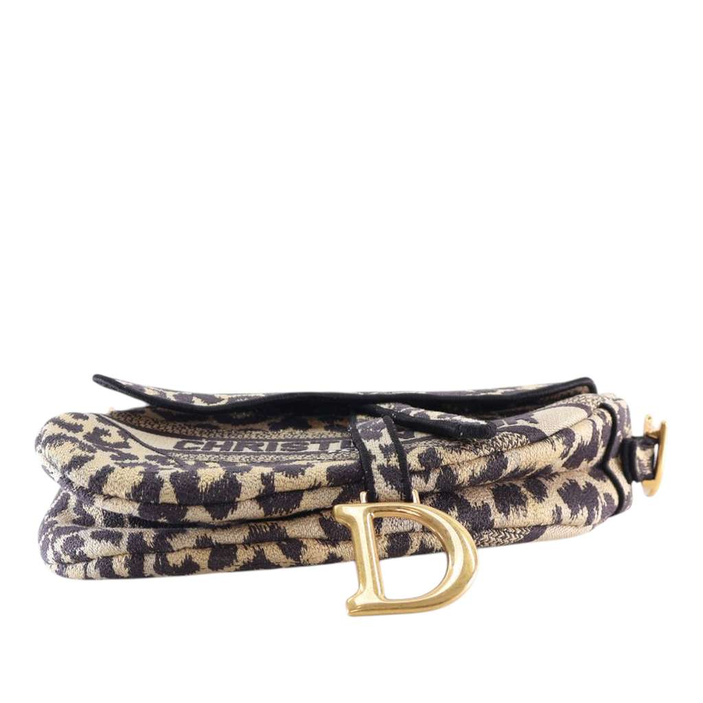 Dior Mizza Embroidered Canvas Leopard Saddle Bag - 4