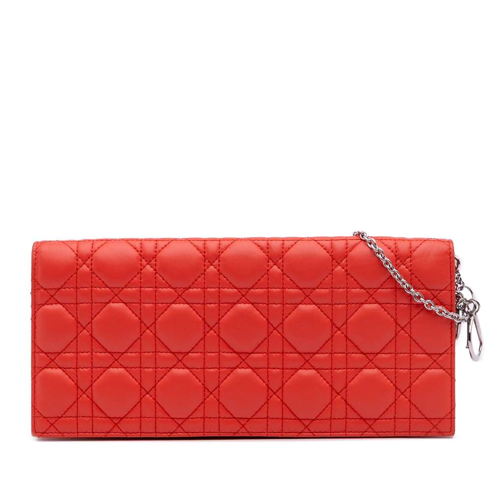 Dior Lambskin Cannage Lady Dior Wallet On Chain