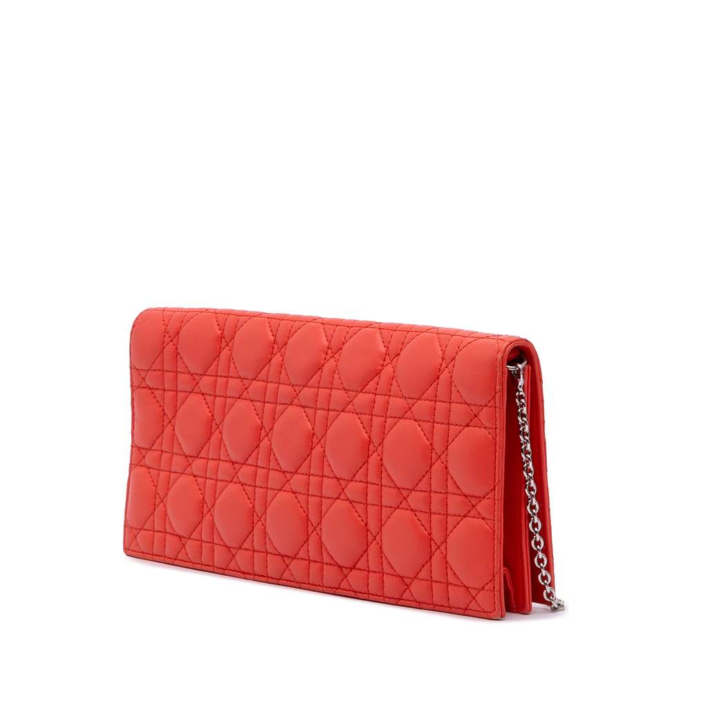 Dior Lambskin Cannage Lady Dior Wallet On Chain - Back view