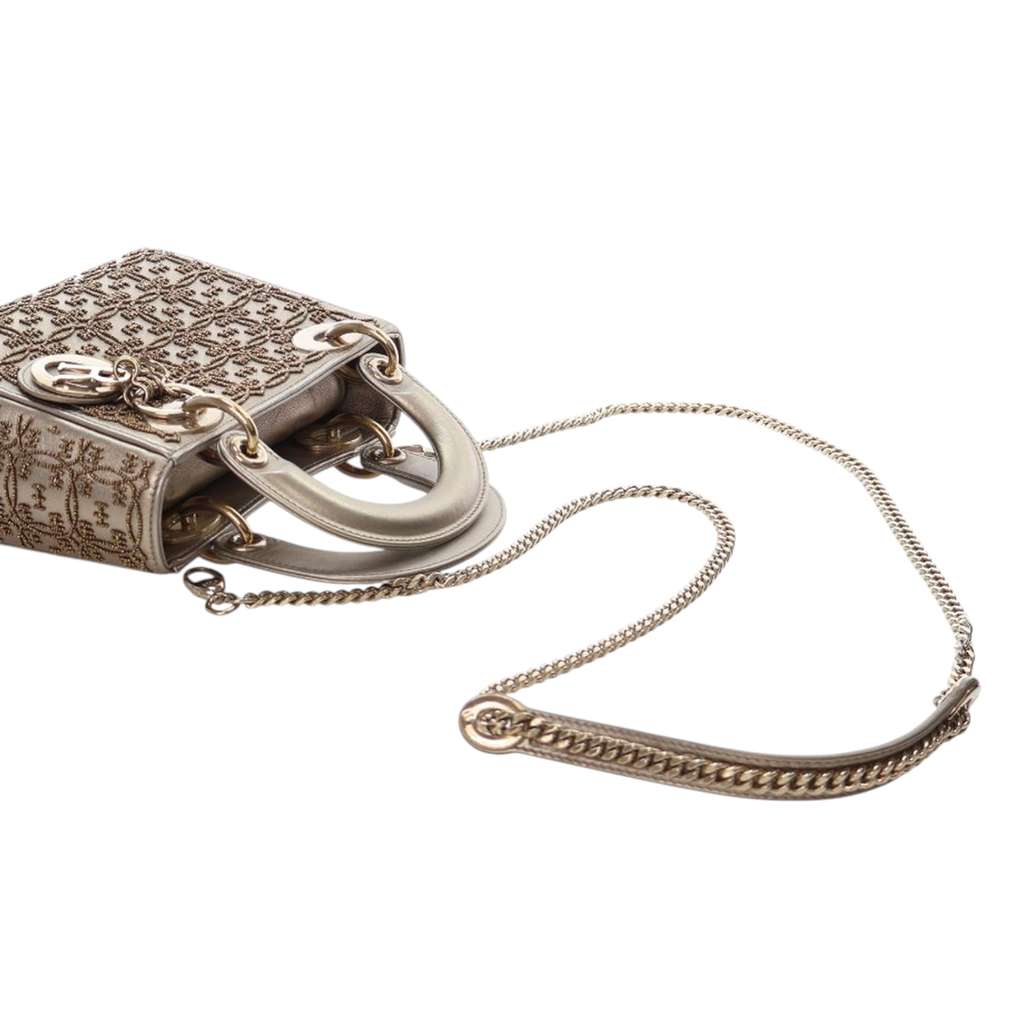 Dior Mini Beaded Metallic Lambskin Cannage Lady Dior - Image 13