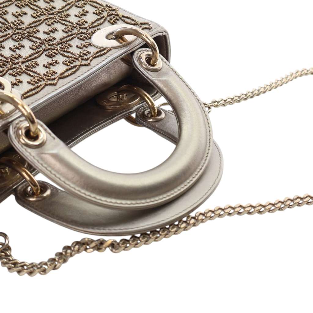 Dior Mini Beaded Metallic Lambskin Cannage Lady Dior - Image 14