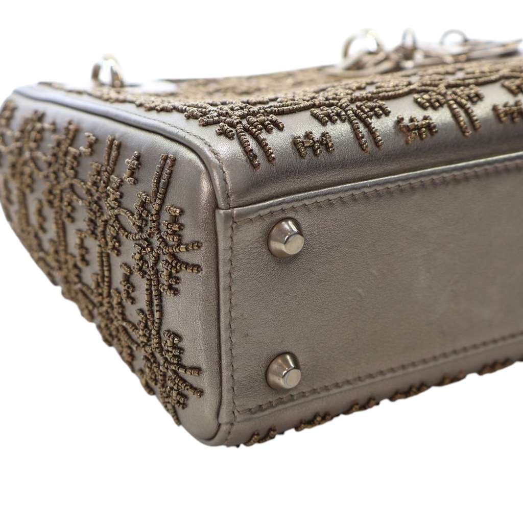 Dior Mini Beaded Metallic Lambskin Cannage Lady Dior - Image 10