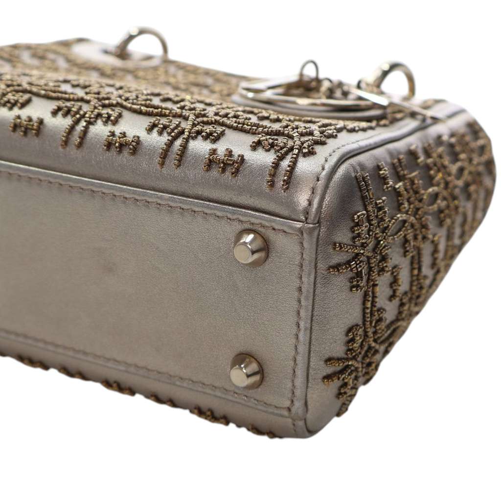 Dior Mini Beaded Metallic Lambskin Cannage Lady Dior - Image 11