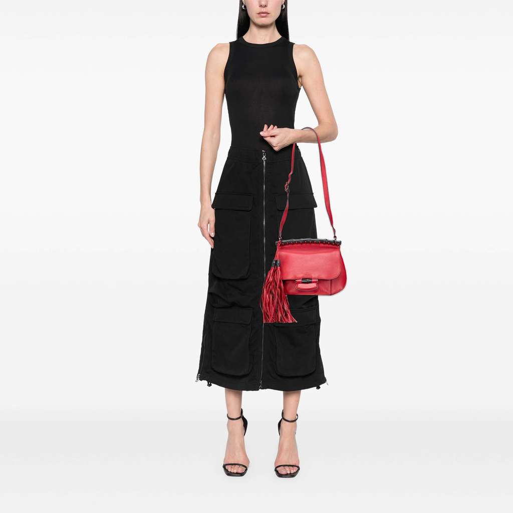 Gucci Medium Leather Bamboo Nouveau Fringe Crossbody - Image 12