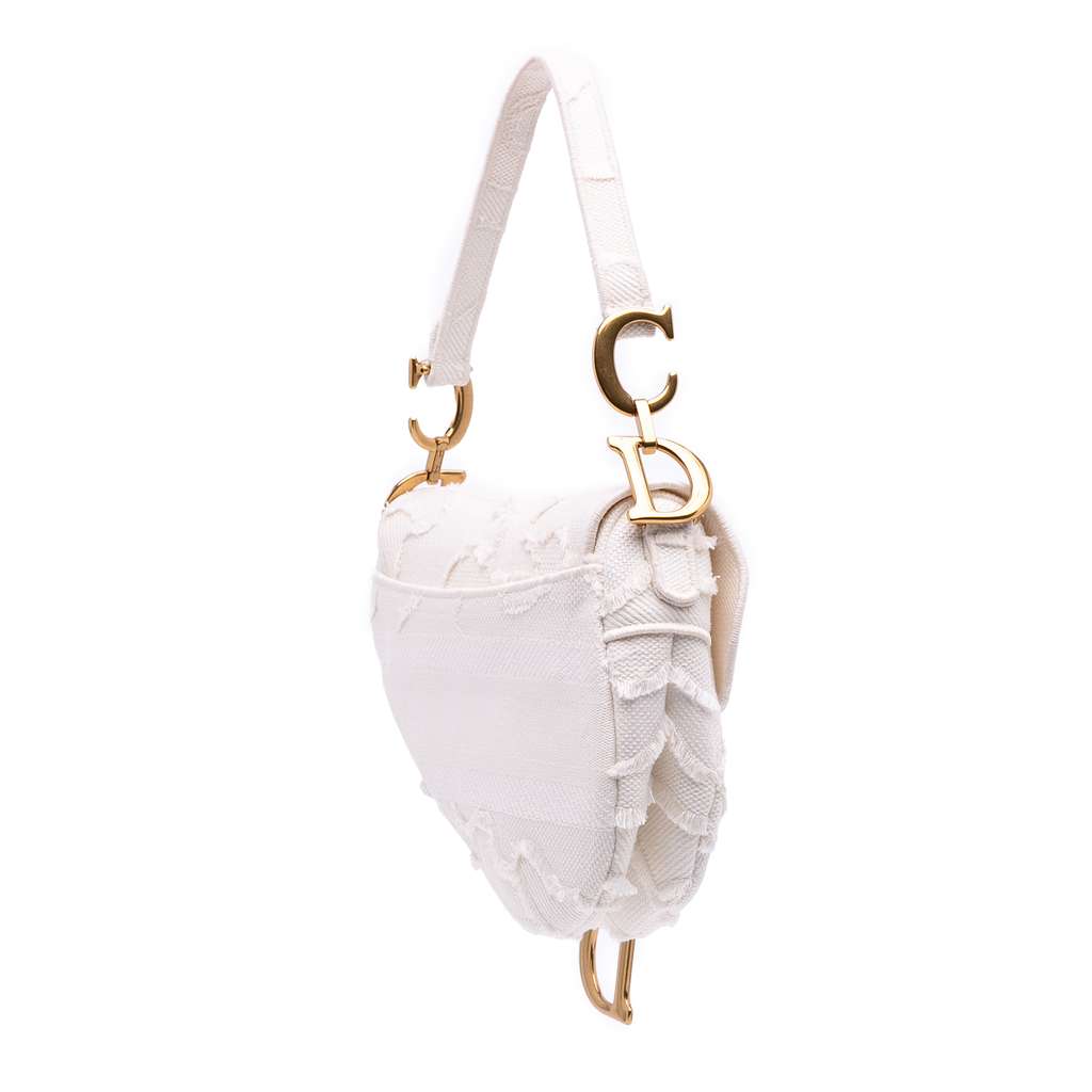 Dior Mini Canvas Embroidered Camouflage Saddle Bag - Back view