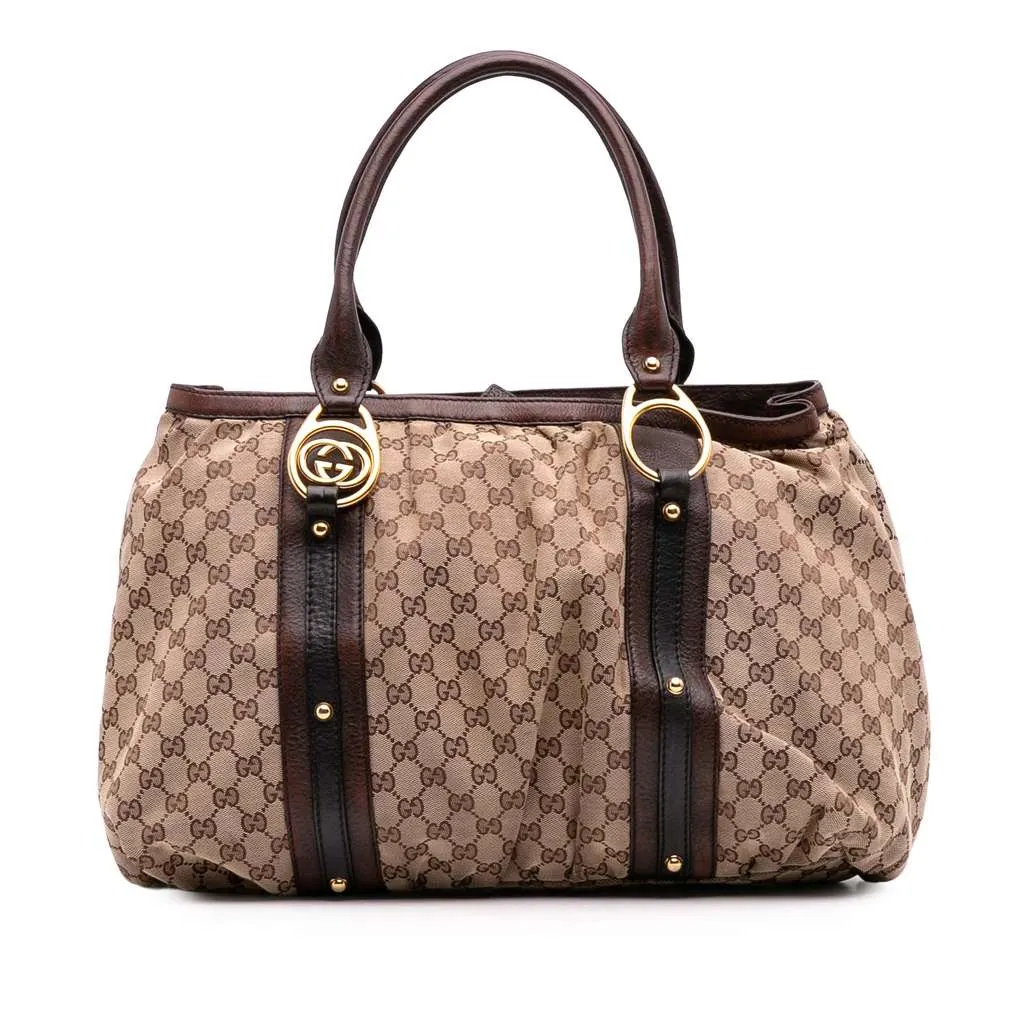 Gucci GG Canvas Interlocking G Tote Brown Canvas Fair - Front View