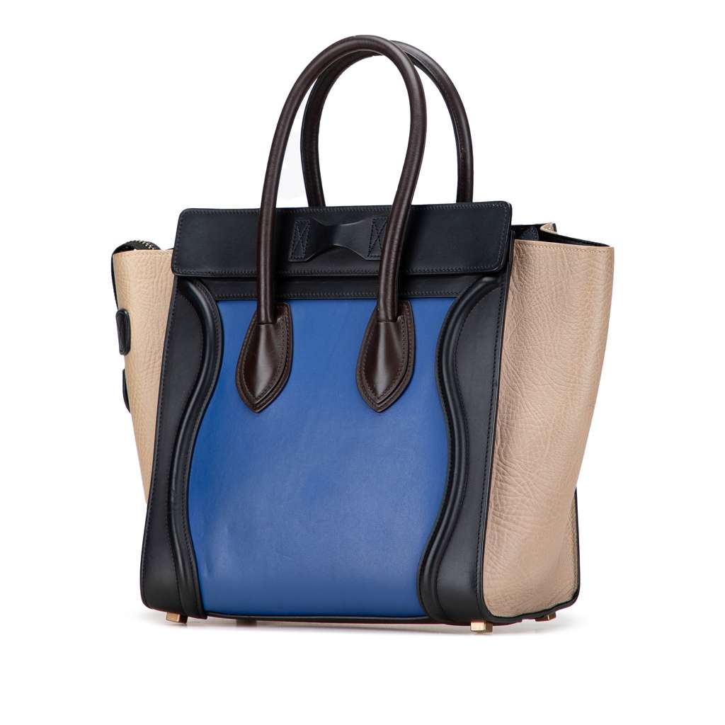 Celine Micro Tricolor Leather Luggage Tote - Back view