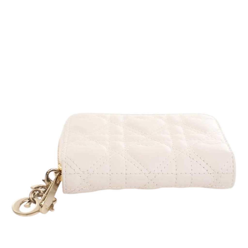 Dior Small Lambskin Heart Motif Lady Dior Voyageur Coin Pouch - 3