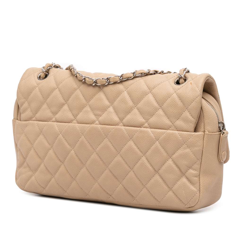 Chanel Jumbo Quilted Caviar Easy Flap - Back view