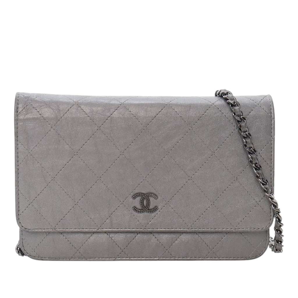 Chanel CC Quilted Aged Calfskin Wallet On Chain