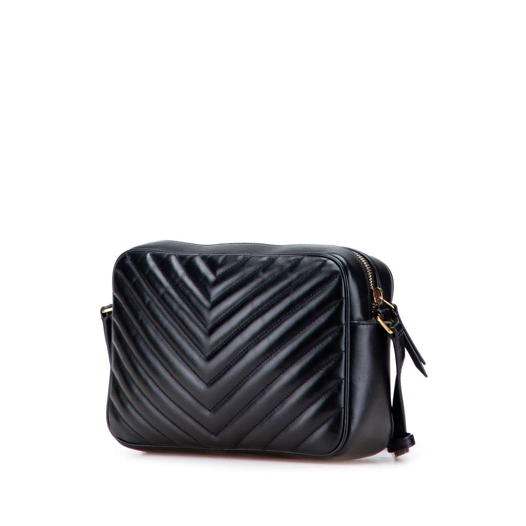 Saint Laurent Quilted Leather Monogram Lou Camera Bag - Back view
