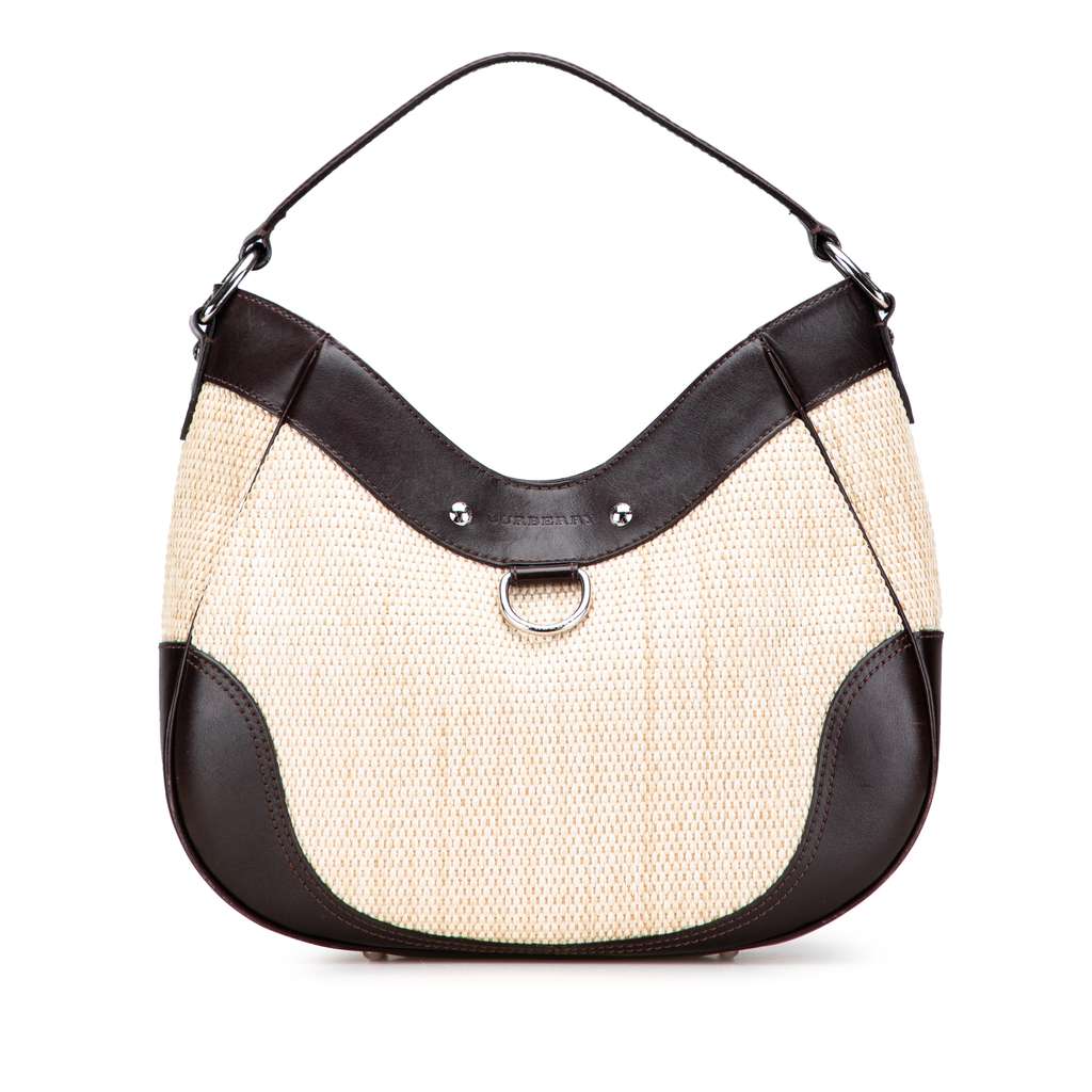 Burberry Straw and Leather Shoulder Bag