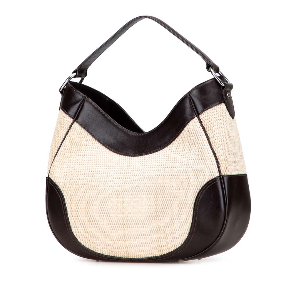 Burberry Straw and Leather Shoulder Bag - Back view