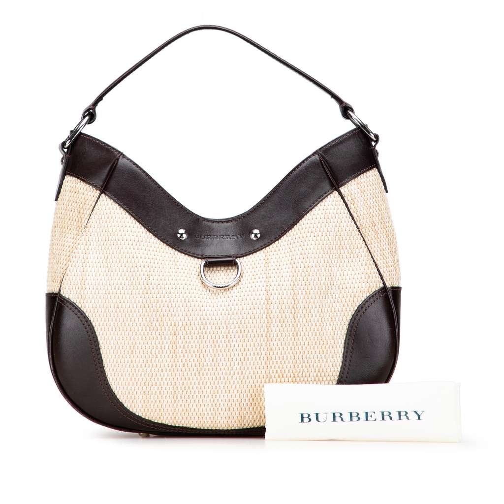 Burberry Straw and Leather Shoulder Bag - Image 13