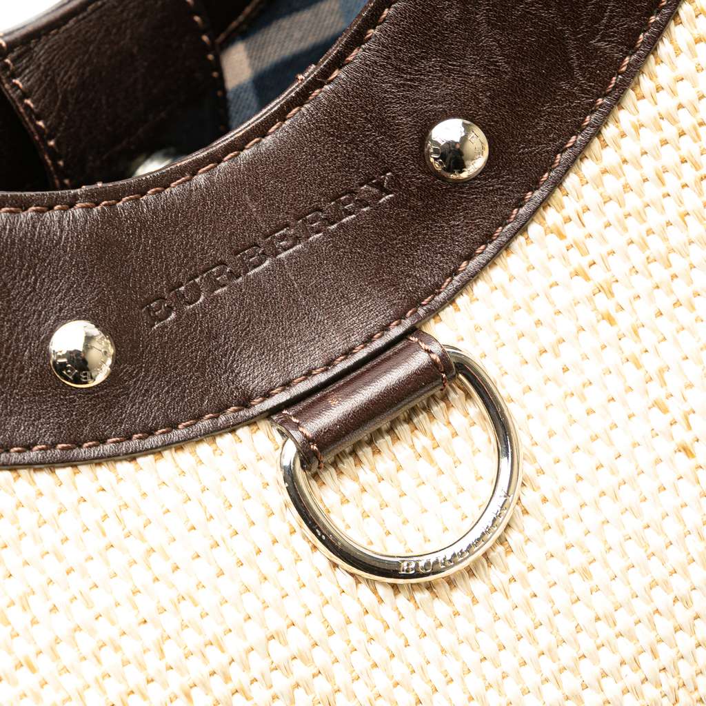 Burberry Straw and Leather Shoulder Bag - Detail 2