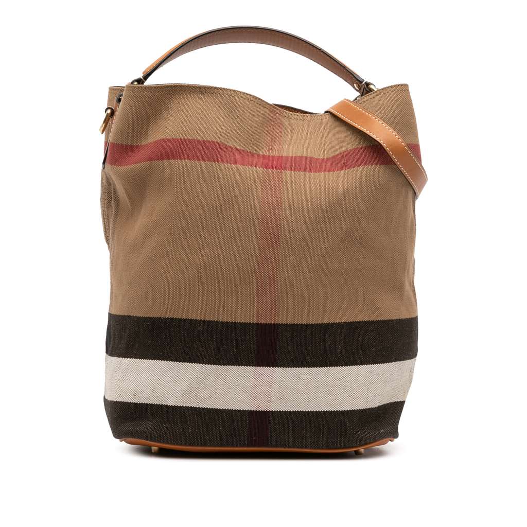 Burberry Medium Mega Check Canvas Ashby Bucket Bag