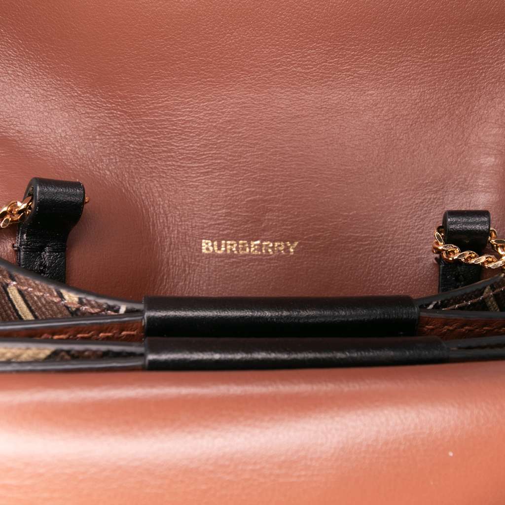 Burberry Monogram Stripe E-Canvas Jessie TB Wallet On Chain - Side view