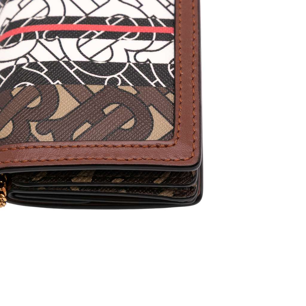 Burberry Monogram Stripe E-Canvas Jessie TB Wallet On Chain - Detail 2