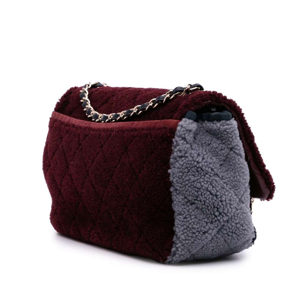 Chanel Medium Quilted Shearling Single Flap - Back view