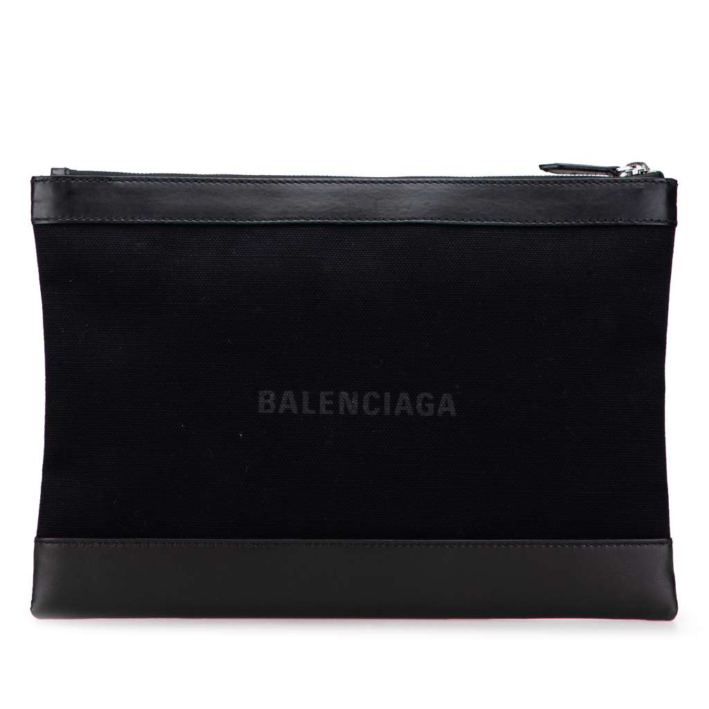 Balenciaga Canvas Navy Clip M Clutch