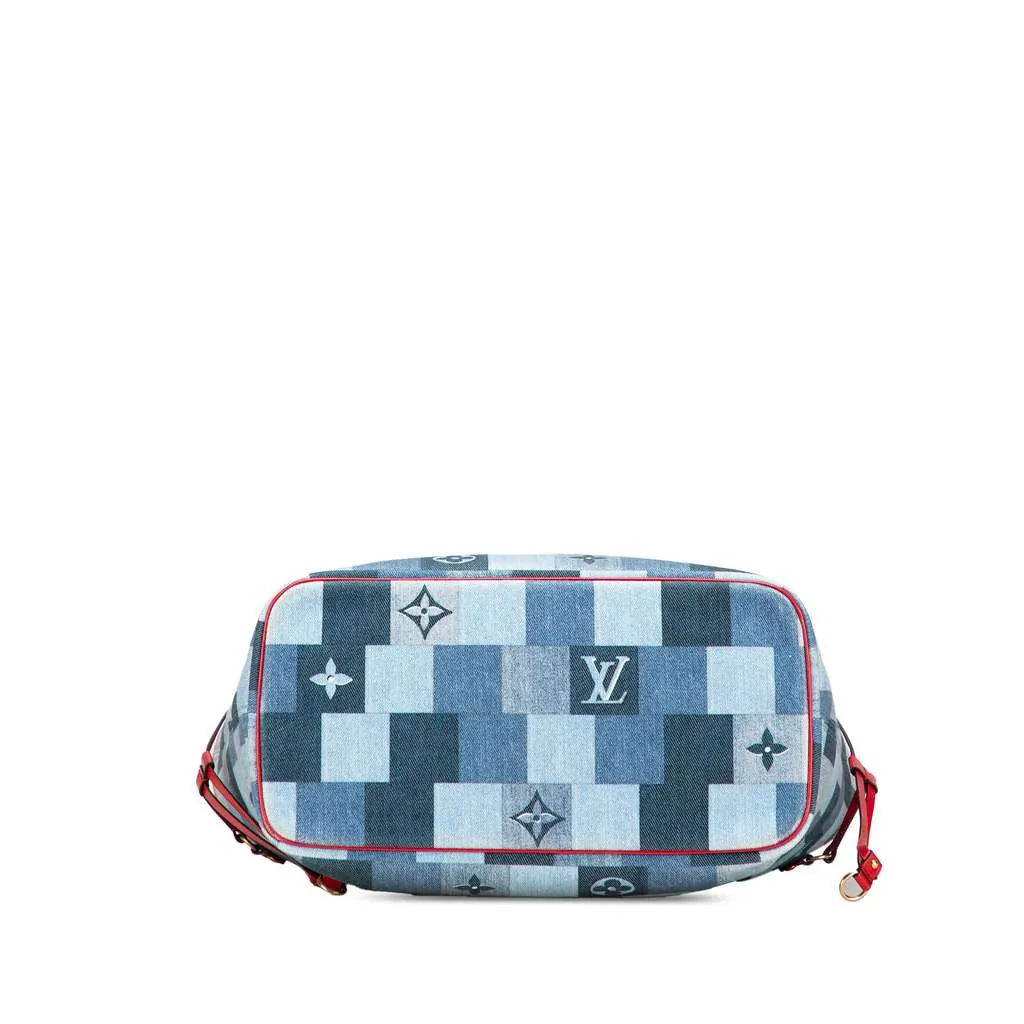 Louis Vuitton Monogram Denim Patchwork Neverfull MM Blue Denim Very good - Inside View