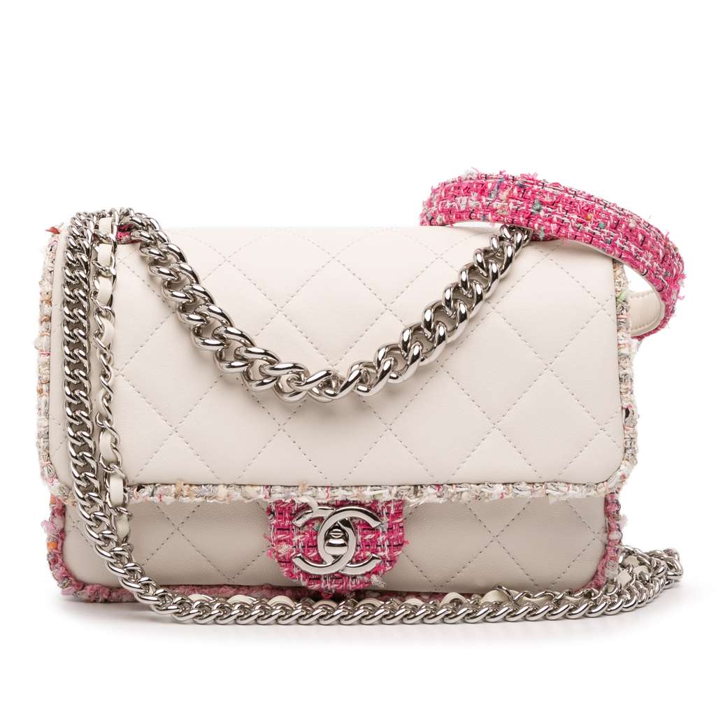 Chanel Quilted Lambskin and Tweed Elegant Trim Flap