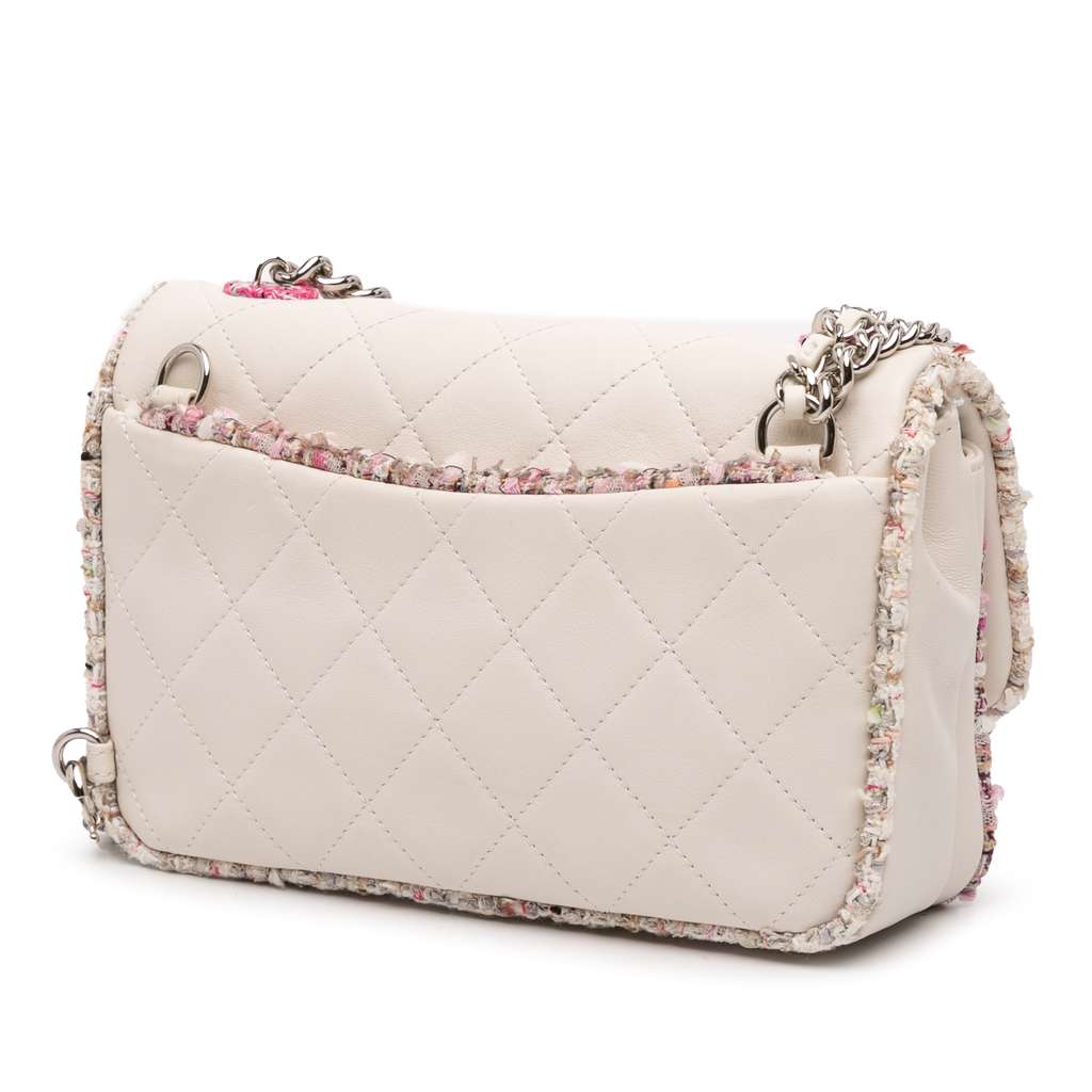 Chanel Quilted Lambskin and Tweed Elegant Trim Flap - Back view