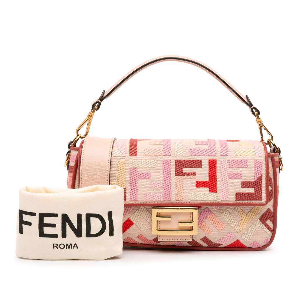 Fendi Zucca Embroidered Canvas Baguette Satchel - Image 14