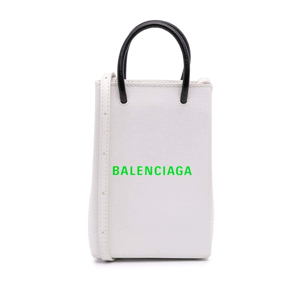 Balenciaga Mini Calfskin Logo Shopping Phone Holder