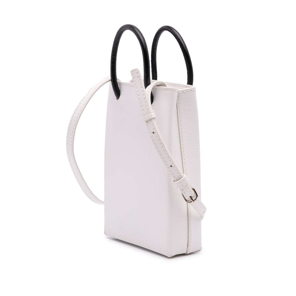 Balenciaga Mini Calfskin Logo Shopping Phone Holder - Back view