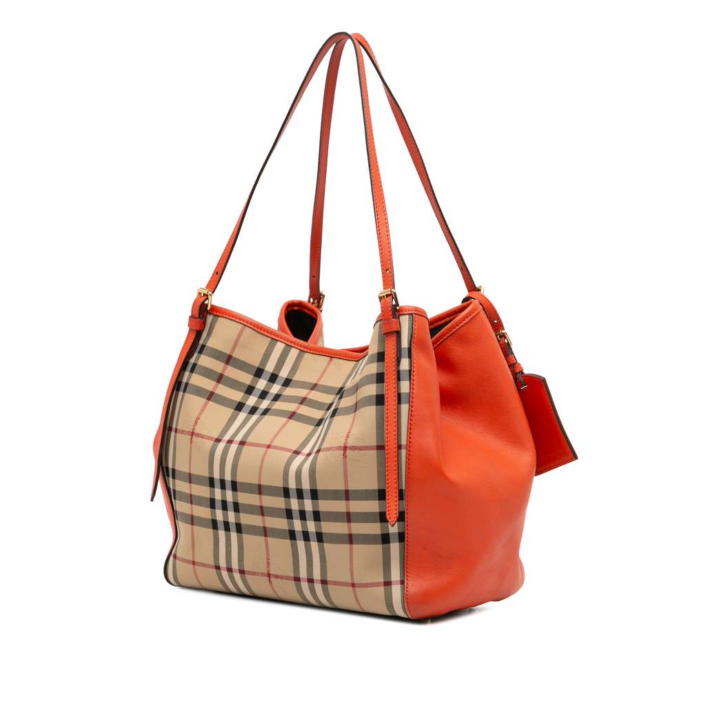 Burberry Small Haymarket Check Canvas and Leather Canterbury Tote - Back view