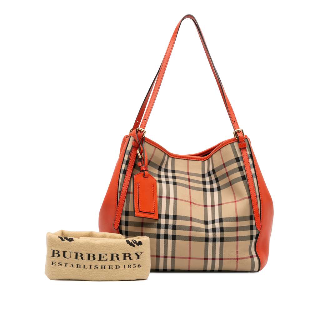 Burberry Small Haymarket Check Canvas and Leather Canterbury Tote - Image 14