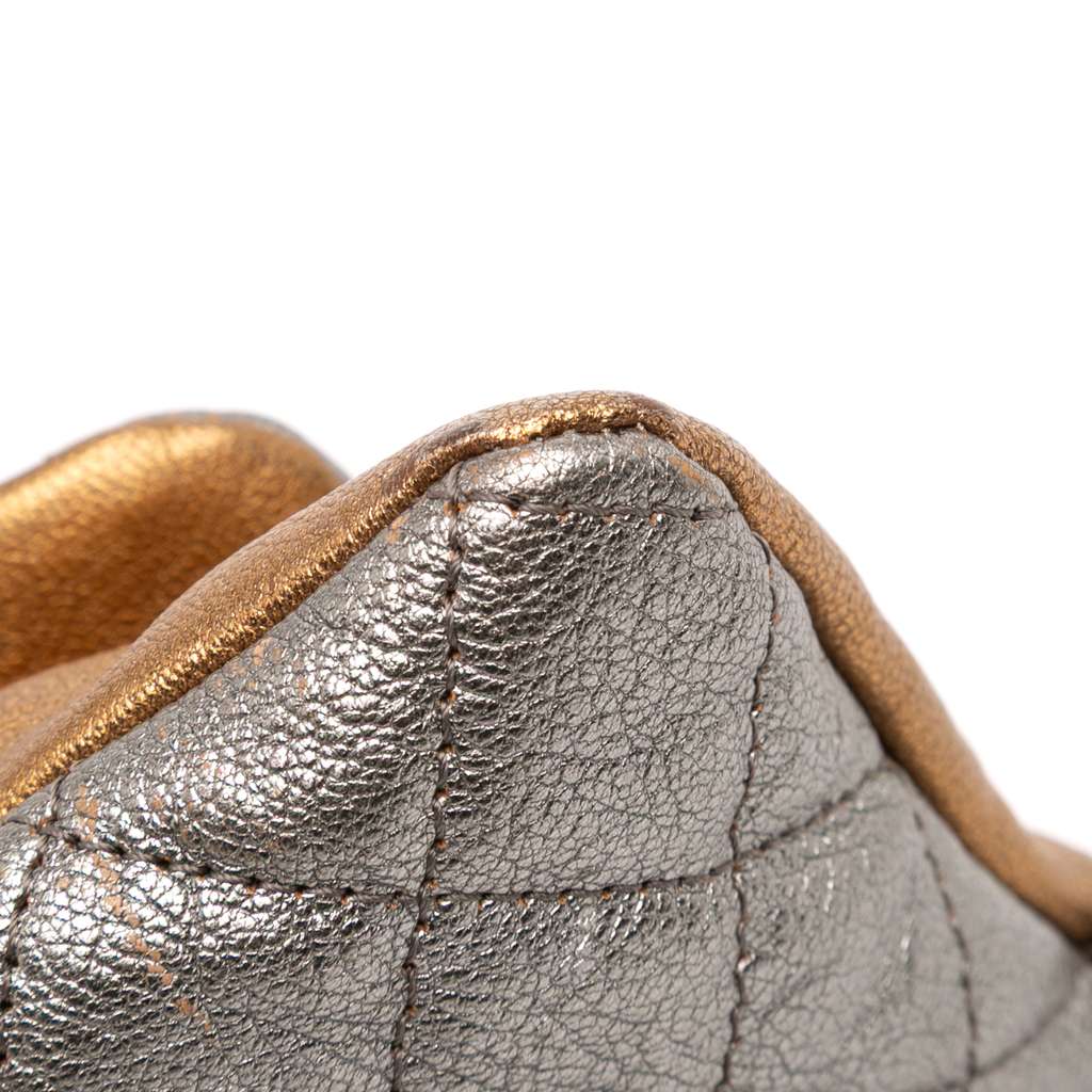 Chanel Quilted Metallic Goatskin Tabatiere Kisslock Foldover Clutch - Image 11