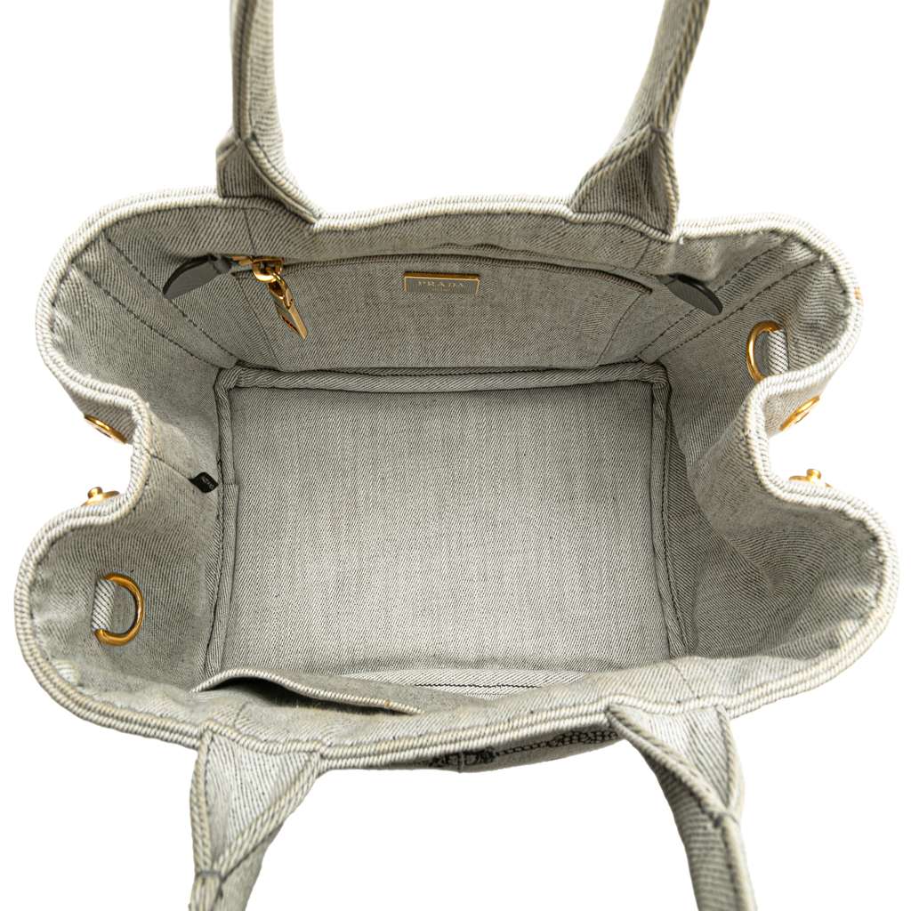 Prada Small Denim Canapa Logo Satchel - 4