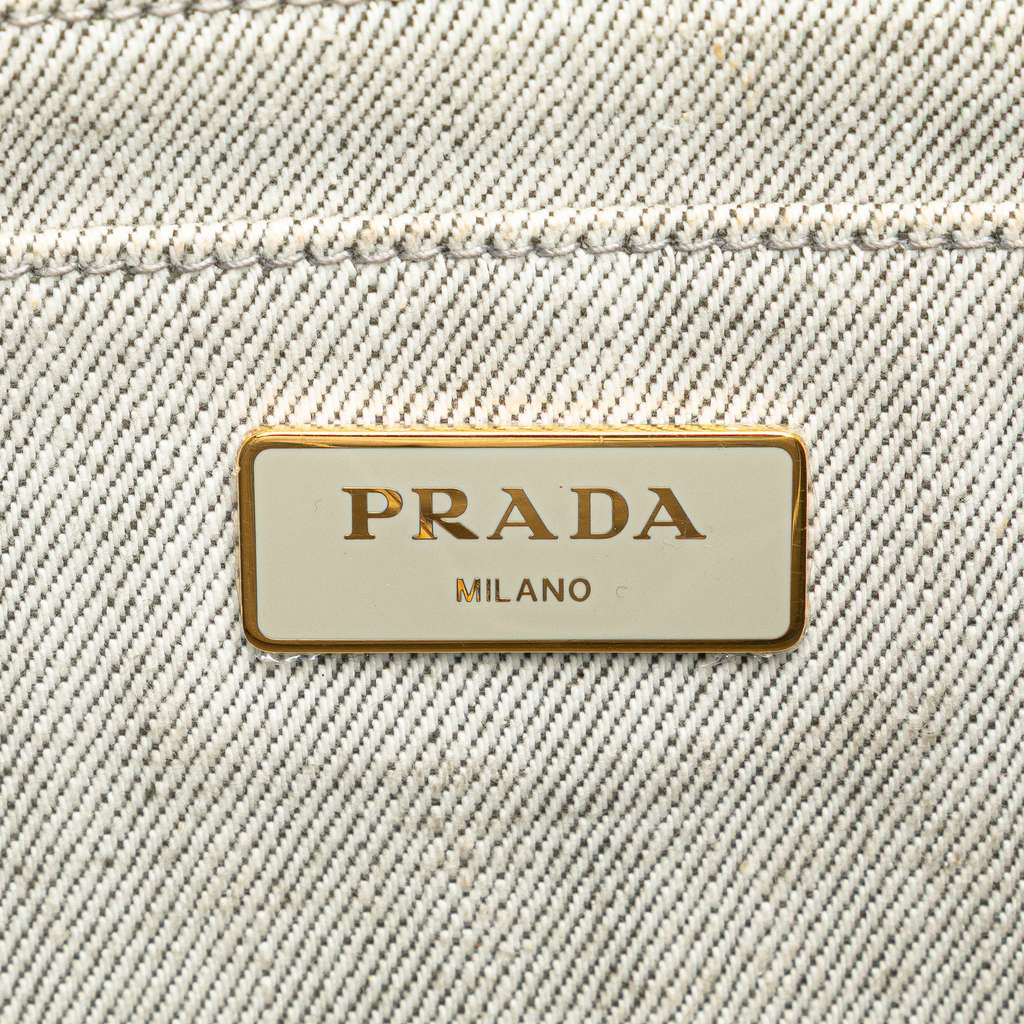 Prada Small Denim Canapa Logo Satchel - 5