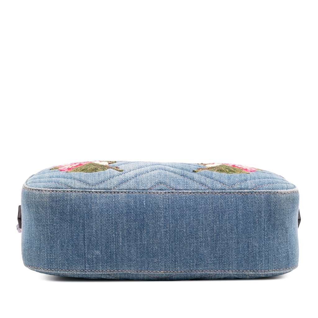 Gucci Small GG Marmont Embroidered Matelasse Denim Crossbody - Image 6