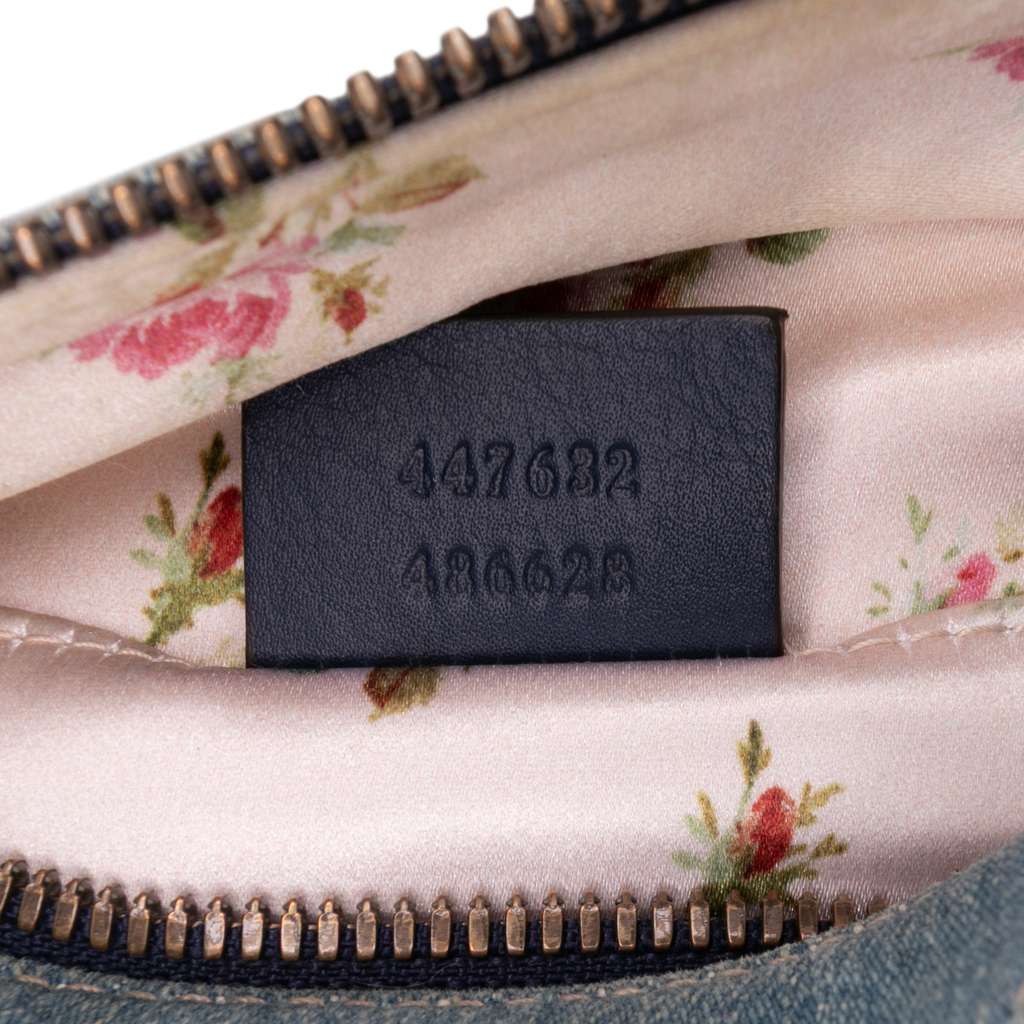 Gucci Small GG Marmont Embroidered Matelasse Denim Crossbody - Detail 1