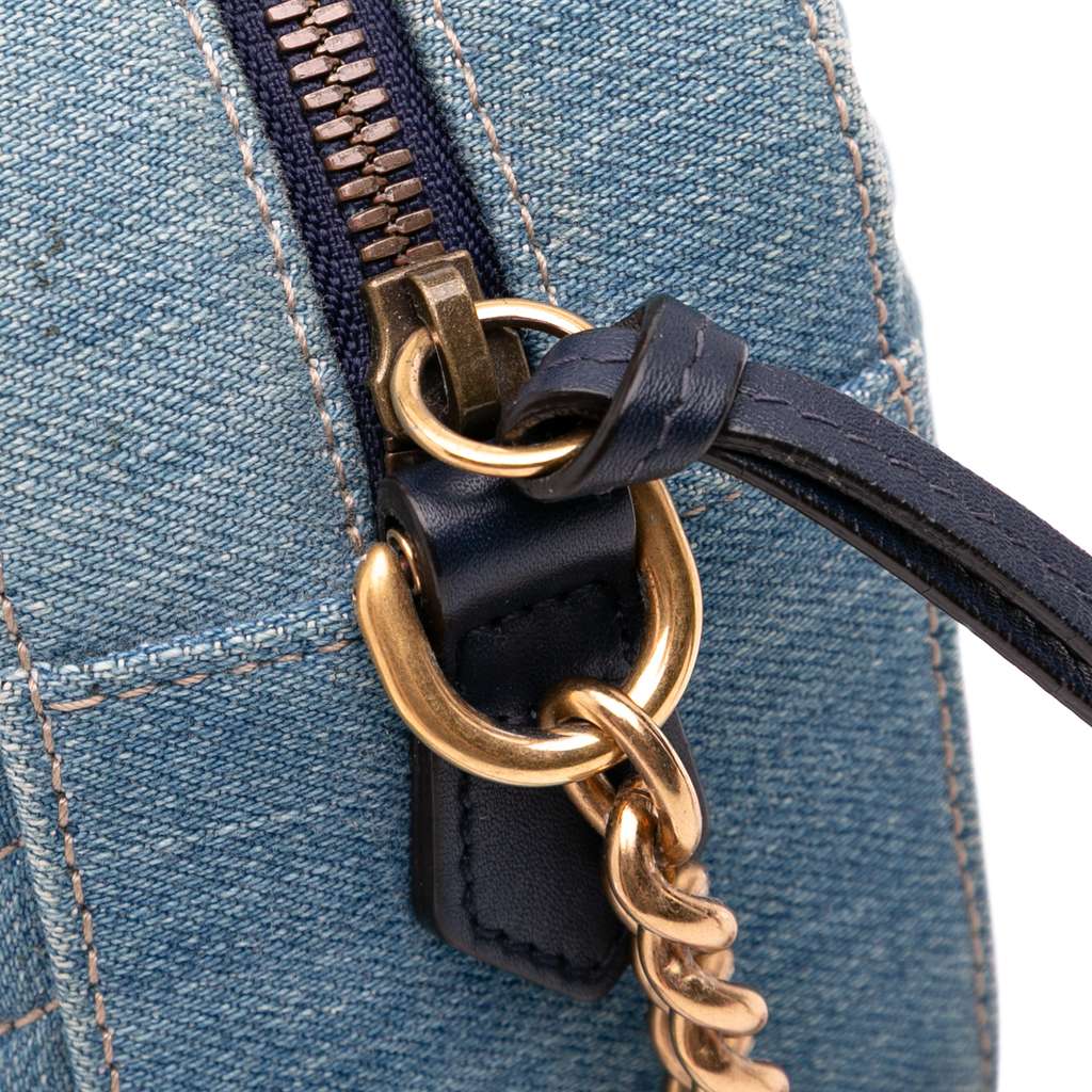 Gucci Small GG Marmont Embroidered Matelasse Denim Crossbody - Detail 2