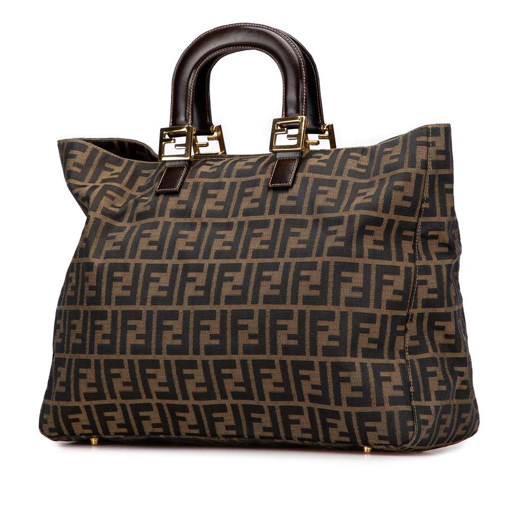 Fendi Large Zucca Canvas Twins Tote - Back view