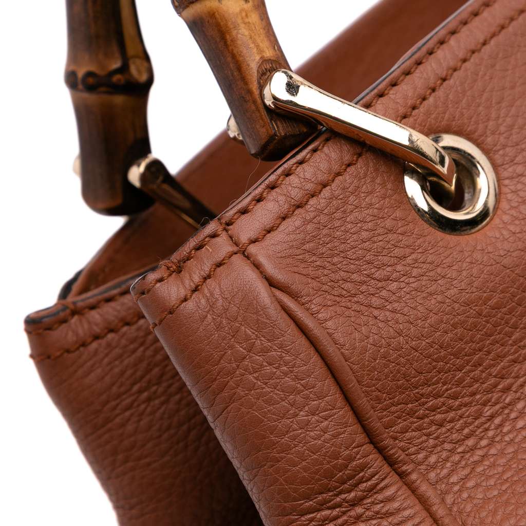 Gucci Small Calfskin Bamboo Shopper Satchel - Image 10