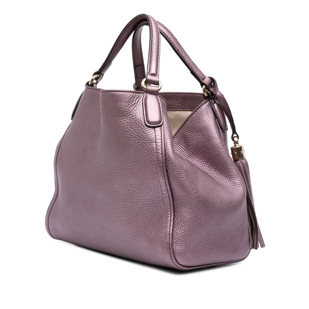 Gucci Small Metallic Leather Soho Satchel - 2