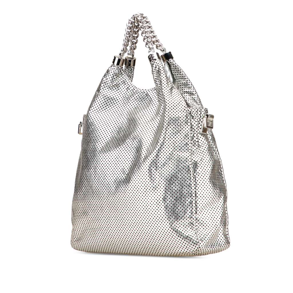 Chanel Medium Metallic Glazed Calfskin Perforated Rodeo Drive Satchel - 2