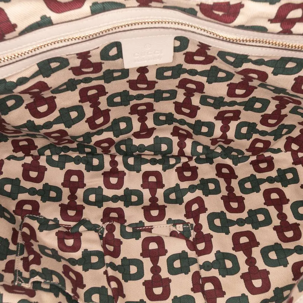 Gucci Large Guccissima Hysteria Satchel White Leather Good - Model View