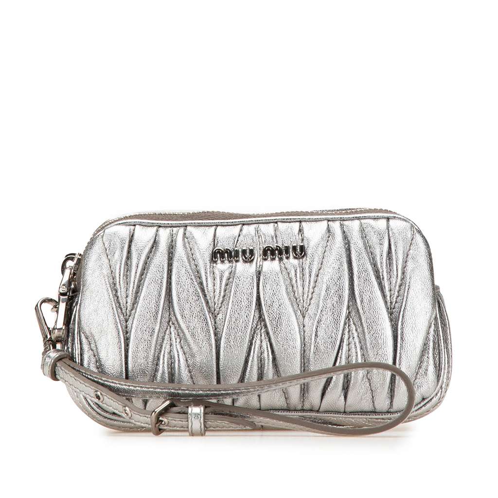 Miu Miu Nappa Matelasse Double Zip Clutch