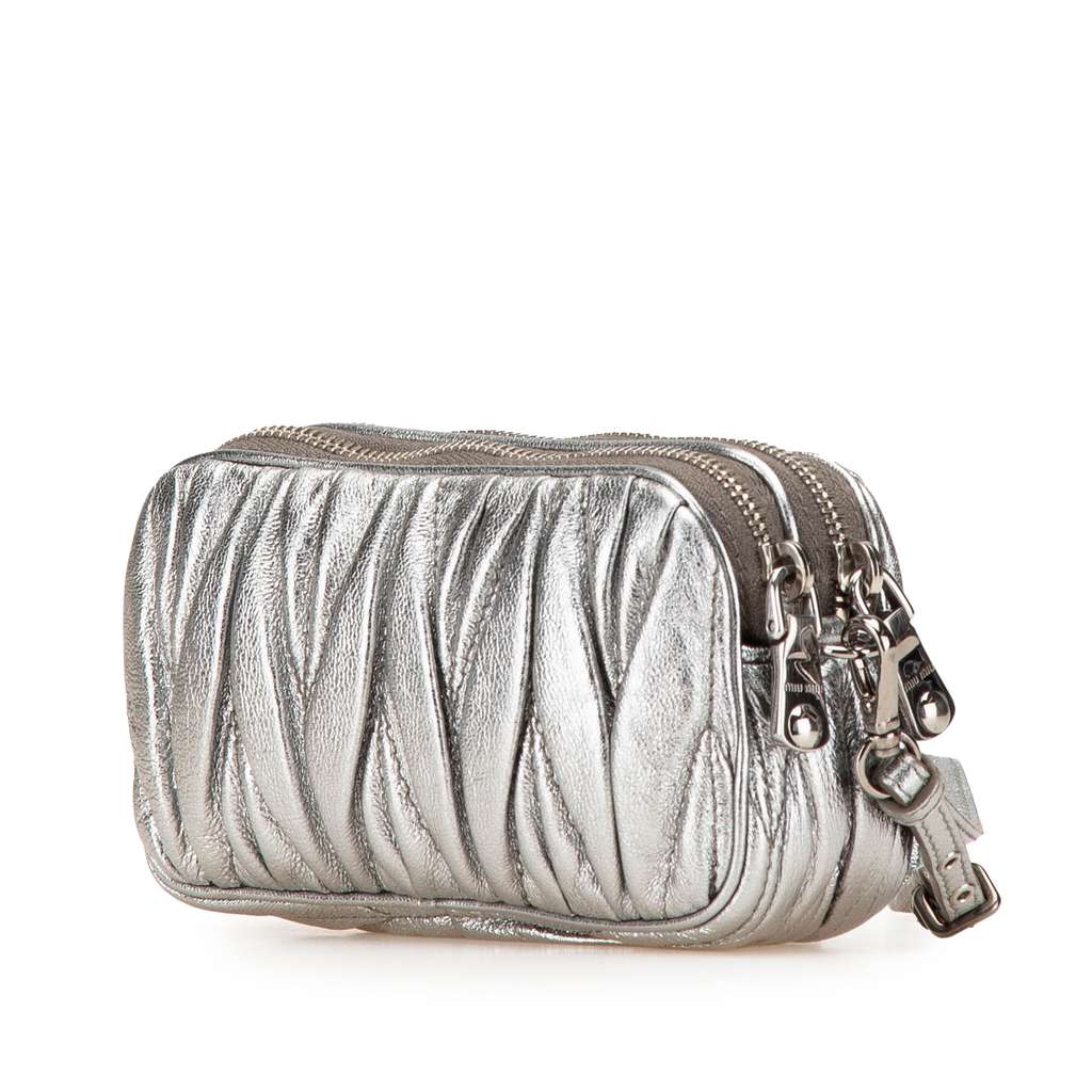 Miu Miu Nappa Matelasse Double Zip Clutch - Back view
