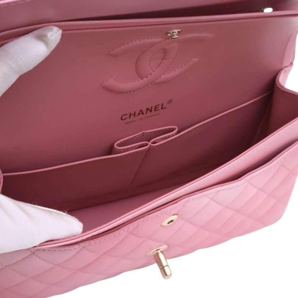 Chanel Medium Classic Iridescent Lambskin Double Flap - Side view